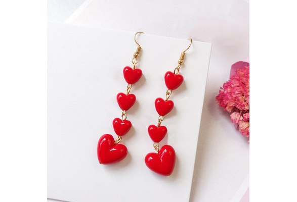 Buy Red/Gold Tone Heart Hoop Earrings from Next India